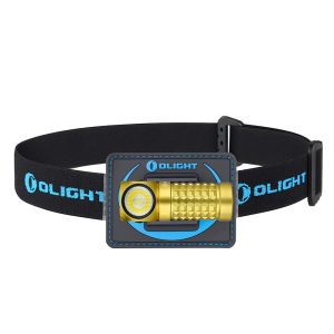 Olight Perun Mini Yellow 1000 lumen compact rechargeable LED headlamp and torch