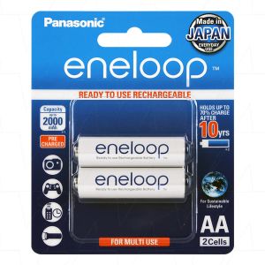 Panasonic Eneloop BK-3MCCE/2BA 2 x AA NiMH Batteries 