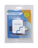 Enecharger 100-240V input 2.1 Amp + 1 Amp 5V dual USB output